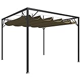 vidaXL Gartenpavillon mit Ausziehbarem Dach UV- und Wasserbeständig Pavillon Pergola Überdachung Terrassenüberdachung Partyzelt 3x3m Taupe 180g/m²