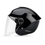 LIONCIANO Motorradhelm Mit Schutzbrille, Jethelm Roller-Helm Scooter-Helm Moped Mofa-Helm Chopper Vintage, Hat Den Verkehrssicherheitstest Bestanden, Um Die Kopfsicherheit Wirksam Zu Schützen(Schwarz)