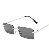 CareMont Mode Rechteck Randlose Sonnenbrille Damen Unisex Retro Brille Brillen Strassenmode ZubehöR Graue Flock