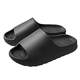 XKUN Duschhausschuhe Damen Frauen Hausschuhe Sommer Männer Mode Haus Badezimmer Sandalen Dicke Boden Paar Rutsch rutschfeste Boden Innenschuhe Unisex-Black,38-39 Fit(37-38)