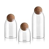 QueHouse Home Decor Vorratsdosen Küchendeko Modern Gläser – Wohnzimmer Deko Tischdeko Vorratsbehälter Deckel Kork Aufbewahrung Dekoration Modern Vorratsglas Tisch Org