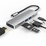 Redstar24 USB C HUB 6 in 1 Adapter Multiport USB C mit HDMI 4K, USB 3.0, SD/TF Kartenleser Micro SD 55W PD | kompatibel für TV MacBook Pro, Air, iPad Pro, Samsung | Laptop und mehr Typ C G