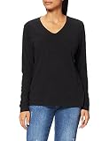 Superdry Damen Studios LS Pocket V Neck TOP T-Shirt, Schwarz, M
