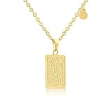 Mister Boncuk ZODI Chain Halskette mit Sternzeichen Gravur in Gold | Doppelseitiger eckiger Zodiac Anhänger | Horoskop Kette | 18 Karat vergoldete Kette für Damen mit Sternk