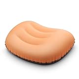 Amazon Brand - Eono Aufblasbares Kopfkissen für das Camping, Schlafen, Reisen, Zubehör, Strandkissen, Reisekissen für Outdoor oder das Schlafen in Flugzeugen, Hotels, Büros und Betten(orange)