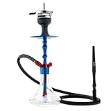 Aladin Shisha MVP 360 Hero Edition Blue Red, Wasserpfeife mit Edelstahl-Rauchsäule, Diffusor, Schlauch-Set, Kamin-Kop