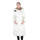 Lange Mäntel für Frauen Winter über dem Knie Kapuze Maxi Länge Warm Schnee Oberbekleidung, Weiß, XX-Larg