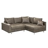 riess-ambiente.de Moderne Wohnlandschaft Kent 220cm Taupe Ecksofa Federkern inkl. Hocker und Kissen Sofa Couch Eck