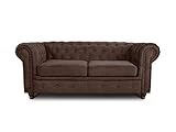 Sofa Chesterfield Asti 2-Sitzer, Couchgarnitur 2-er, Sofagarnitur, Couch mit Holzfüße, Polstersofa - Glamour Design (Braun (Capri 45))
