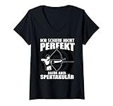 Damen Bogenschütze Bogenschießen Zielscheibe Archery Bogensport T-Shirt mit V