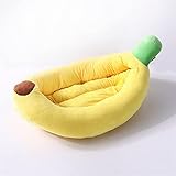 ANGSUANG Hundebett Gelbe Banane Nette weiche Haustierbett for Hunde Katzen Betten Sofa Warme Nest Kreative abnehmbare Katzen Haus Alle Jahreszeitanzug (Color : Banana Bed, Size : M for 5kg pet)