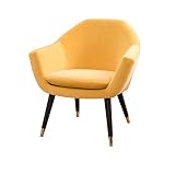 Hbao Velvet Accent Chairs Weich Gepolsterter Sessel Mit Holzbeinen Home Office Empfangsstuhl Einzelsofa Wohnzimmer Schlafzimmer Modern (Color : Yellow)