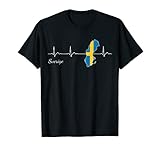 Sverige Herzschlag T-Shirt I Liebe Schweden Flagge Idee T-S