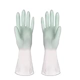 Gummi-Handschuhe Küchenreinigungshandschuh wasserdicht rutschfest wiederverwendbar Geschirr-Abwaschschutz für Wäsche Haustierpflege Malerei Haushalt Sicherheit beim Arbeiten (Grün Weiß, 8,1–9cm)