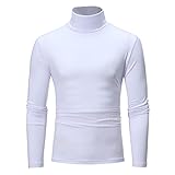 Herren Rollkragen Polo-Ausschnitt Lange Ärmel T-Shirt Pullover Tops Schlank Einfarbig Winter Pullover Pullover Stretch Tunika Strickhemd Herren Slim Fit T-Shirt Basic Rollkragen Einfarbig