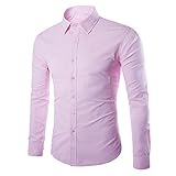 DUNQI Herren Oversized Langarm Button Down Regular Fit T-Shirt Casual Henley Shirts Polohemd Businesshemden Herbst Winter Basic Einfarbig Baumwolle Freizeithemd Büro Hemd Langarmshirts Arb