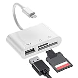 Light-ning Kartenleser, 3-in-1 Light-ning 3 in 1 USB C Card Reader Adapter , SD/TF Kartenleser und USB 3.0 Port, mit i-Phone/i-PadUnterstützt USB Flash Laufwerk, Maus, Keyboard, MIDI, Weiß