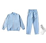PLAMR Herren / Damen Angels Palm Sportanzug Gestreifte Jacke Slip Set Sportarigan Schuluniform Jacke Unisex Freizeithose(M, Light blue)