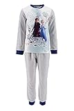 Characters Cartoons Frozen Movie – Mädchen – Schlafanzug aus Mikro-Fleece, 2-teiliges Set – T-Shirt und Hose – Elsa und Anna – offizielles Disney-Lizenzprodukt, 7364 Grau, 7 J