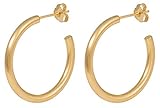 Pernille Corydon Damen Creolen Gamma Hoops - 3 cm - Matte Oberfläche - 925 Silber Vergoldet - E194g