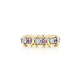 JewelryGift 18K vergoldeter Sechzehn-Stein-Ring Weiß CZ, erstellt rosa Saphir-Edelstein-Hochzeitsgeschenk für Frauen & Mädchen Ringe Größe: 54