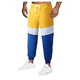 WXZZ Colorblocking Sporthose für Herren - Jogginghose Herren Lang Jogger Hose - Farbnähte Trainigshose für Männer Fitness Sweatpants mit Kordelzug mit Taschen Streetwear Slim Fit F