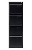 Bisley LIGHT Light Hängeregistraturschrank, einbahnig, DIN A4, 4 HR-Schubladen, Stahl, 633 Schwarz, 62.2 x 41.3 x 132.1