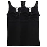 HERMKO 15804740 2er Pack Damen BH-Hemd aus 100% Bio-Baumwolle, Farbe:schwarz, Größe:48/50 (XL)