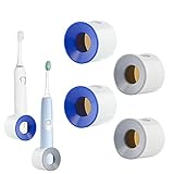 YWNYT 4 Stück elektrische Zahnbürstenhalter für Badezimmer, Wandmontage Zahnbürstenhalter für platzsparende, minimalistische Badezimmer-Zahnbürstenaufbewahrung (blau und grau)