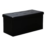 Einfeben Sitzhocker Sitzbank Faltbar Schlafzimmer Aufbewahrungsmöglichkeit Sitzbox mit Deckel Faltbox(76x38x38cm, Schwarz)