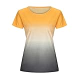 Segindy Damen Kurzarm Bluse Sommer Rundhals locker und bequem Trend Persönlichkeit Allgleiches Casual Pullover Bluse 4XL