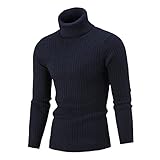 Suzanne Herren-Rollkragen-, Casual Slim Fit Rollkragenpullover Pullover Pullover mit Twist Musted & Long Sleeve T-Shirt Alles abgestimmt Navy blau M