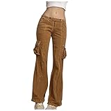 Azruma Damen Cordhose mit hoher Taille Y2K Style Straight Jeans Harajuku Streetwear Hose E-Girl Jeans Hose Vintage Flare Denim Hose Bootcut Jeans mit weitem Bein Baggy Pants Slim fit F