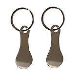 2 pcs Stainless Steel Einkaufswagenchip Schlüsselanhänger Edelstahl Einkaufswagenlöser Abziehbarer für aus Edelstahl/Metall - Einkaufswagen praktisch & einfach lösen (Silber)