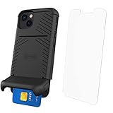 Scooch Wingmate Minimal Hidden Wallet Case Compatible with iPhone 13 Case [3 m Fallschutz] Phone Wallet Card Holder for 3 Cards, Works with Magnetic Car Mount (Black + Displayschutzfolie)