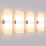 Klighten 4er LED Wandleuchte Innen 12W Wandlampe Acryl Wandbeleuchtung Modern für Wohnzimmer Schlafzimmer Treppenhaus Flur Warmweiß 3000