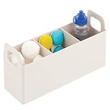 mDesign Kosmetik Organizer mit Griffen fürs Badregal – Badablage mit 3 Fächern für Make-up, Pflegeartikel und Verbandsmaterial – kleine Medikamentenbox aus BPA-freiem Kunststoff – cremefarb