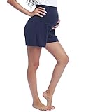 Shorts Schlafanzug/Pyjama/Yoga Hose für Schwangere Umstands Hosen Leichte(Marineblau,S)