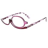 Milya Make-Up Schminkbrille Rotatable Flip Up Brille Drehbare Lesebrille Presbyopie Brille Sehhilfe Lesehilfe Lila Stärke +3,5