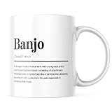 Personalisierte Tasse mit Banjo-Definition, lustige und einzigartige Geschenke für Banjo-Liebhaber, 325 ml, weiß