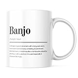 Personalisierte Tasse mit Banjo-Definition, lustige und einzigartige Geschenke für Banjo-Liebhaber, 325 ml, weiß