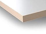 Modulor Holz Tischplatte in 2,5 x 80 x 160 cm mit Kern aus Spanplatte, Platte für Arbeitstisch, mit Buche-Umleimer und Laminatbeschichtung, weiß gep