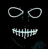 Halloween Mask, LED-Licht-up-Maske LED-Licht-up-Halloween-Maske Glow LED-Gesichtsmaske für Festival Cosplay Halloween-Kostüm-Party-Dekorationen (Weiß)
