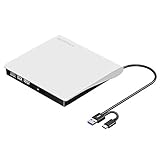 ROOFULL USB 3.0 Typ-C Externes CD/DVD/+/-RW optisches Laufwerk, Leser und Brenner für MacBook Pro/Air, iMac, Windows 10 Laptop Desktop von HP, Dell, Acer, Lenovo, Thinkpad, Surface Pro, Weiß