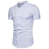 ZYUD Herren Reine Farbe Button Down Männer Business Hemden Kurzarmhemd Herren Kurzarm Shirt Freizeithemd Casual Hemden Leichte Atmungsaktives Knopf runter Herren-Hemd Kurzarm Shirt Top