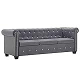 vidaXL Chesterfield Sofa 3-Sitzer Luxus Samtbezug Grau Polstersofa Loung