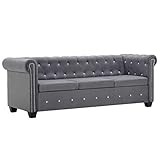 vidaXL Chesterfield Sofa 3-Sitzer Luxus Samtbezug Grau Polstersofa Loung