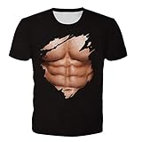 3D Muscular Man Print Mode Fitness Rundhals Kurzarm t-Shirt 2152s Half Zip Chutes Microfleece-Hemd natürlicher merinowolle paulox Boxy breite Muster, teamliga sidelineshirt einfarbigg