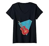 Damen Gitarre E-Gitarre Band Gitarrist Rock Rock'n'Roll Konzert T-Shirt mit V