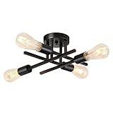Industrial Deckenlampe 4-Flammig Deckenleuchte E26 Lampe Vintage Kronleuchter Modern Schwarz Metall Pendelleuchte für Küche Wohnzimmer Esszimmer Schlafzimmer …